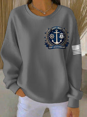 Women's Navy 250th Anniversary Printed Navy Wife Sweatshirt
