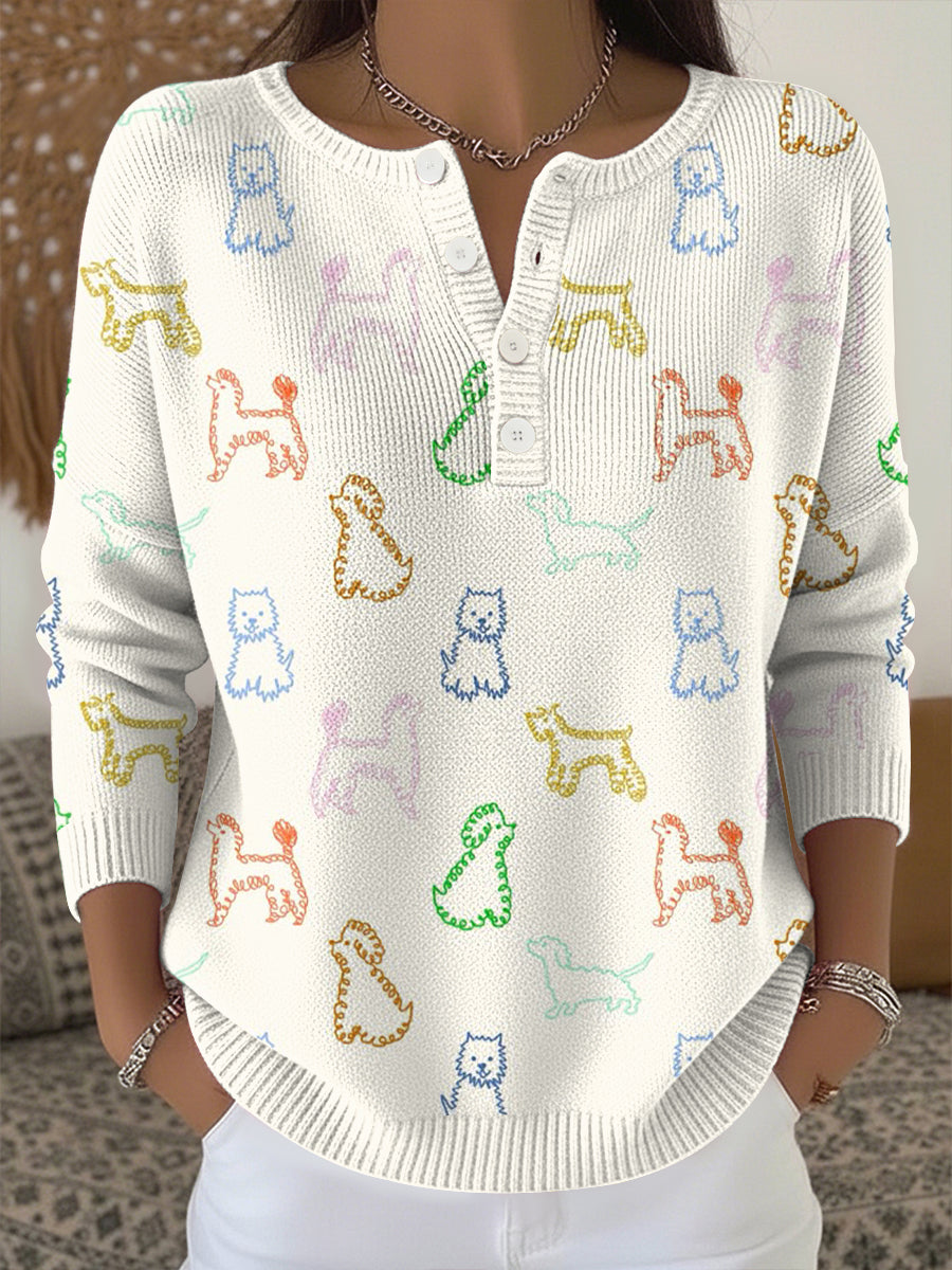 Women's Cute Animal Print Knit Top