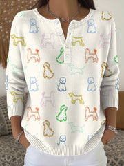 Women's Cute Animal Print Knit Top