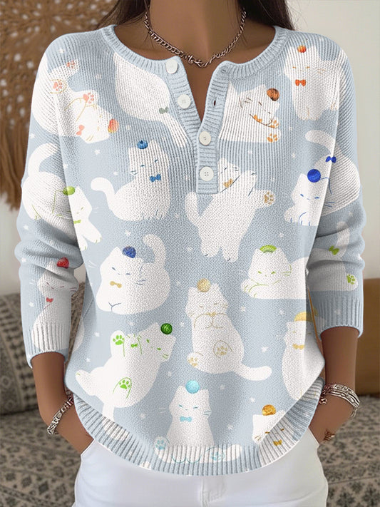 Women's Cute Animal Print Knit Top