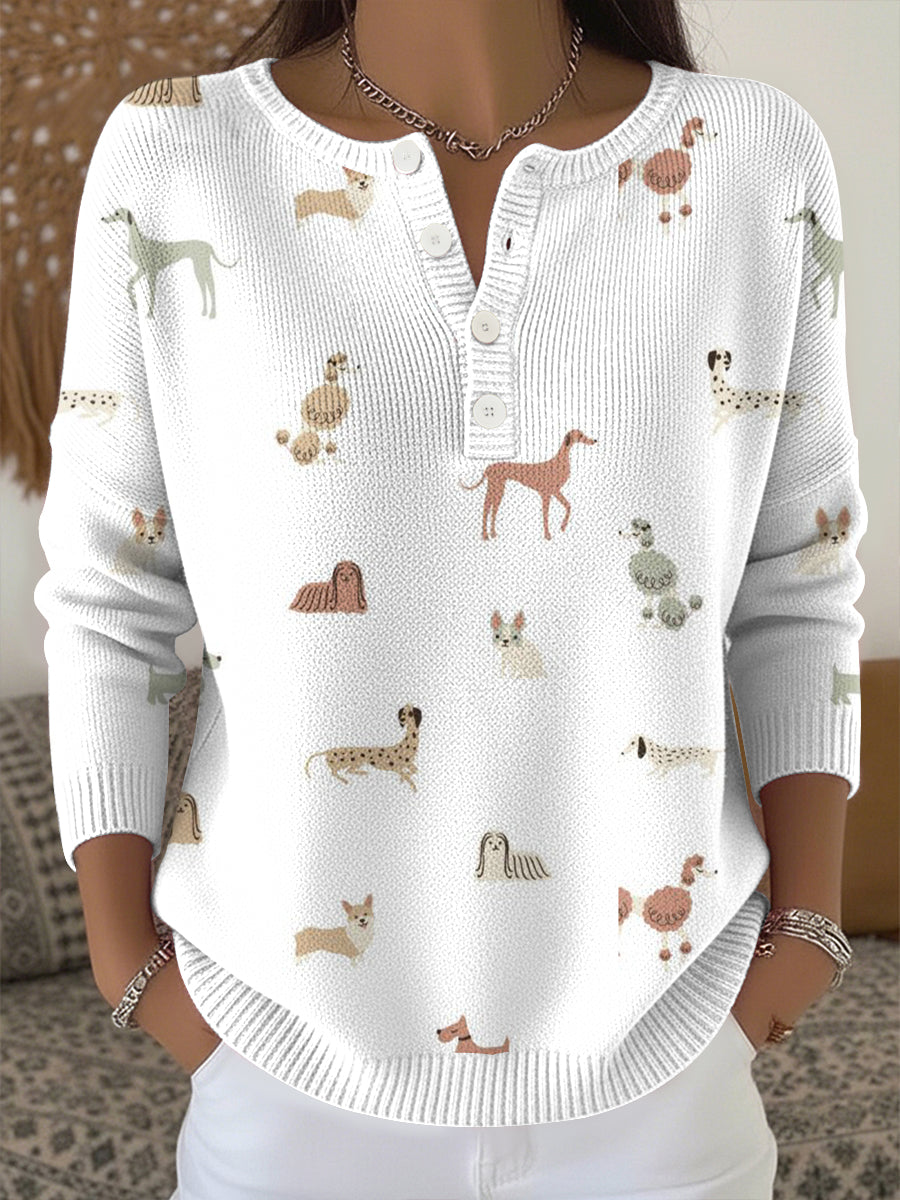 Women's Cute Animal Print Knit Top