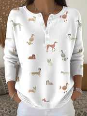 Women's Cute Animal Print Knit Top