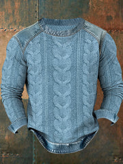 Men's Textured Denim Collar Sweatshirt