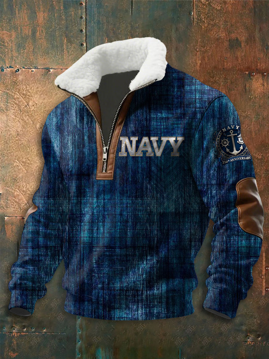 Men's Navy 250th Anniversary Printed zip-up hoodie