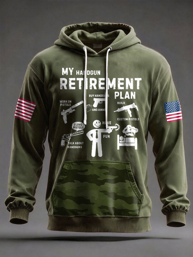 Men's Funny Veteran Retirement Printed Hoodie