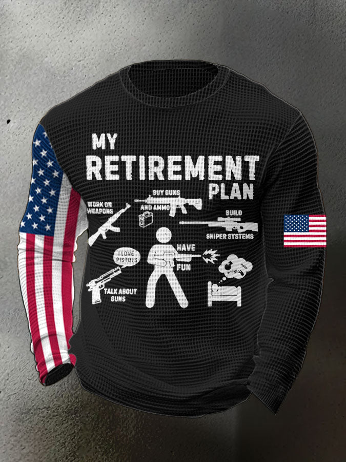 Men's Funny Veteran Retirement Printed Waffle Tops