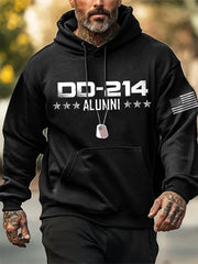 Men's Vintage DD-214 Alumni Veteran Print Casual Hoodie