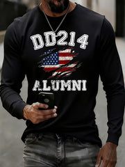 Men's Vintage DD-214 Alumni Veteran Print Casual Long Sleeve T-Shirt