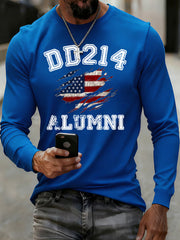 Men's Vintage DD-214 Alumni Veteran Print Casual Long Sleeve T-Shirt