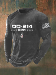 Men's Men's Vintage DD-214 Alumni Veteran Print Casual Long Sleeve T-Shirt
