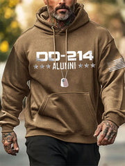 Men's Vintage DD-214 Alumni Veteran Print Casual Hoodie