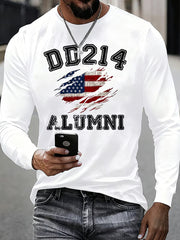 Men's Vintage DD-214 Alumni Veteran Print Casual Long Sleeve T-Shirt