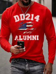 Men's Vintage DD-214 Alumni Veteran Print Casual Long Sleeve T-Shirt