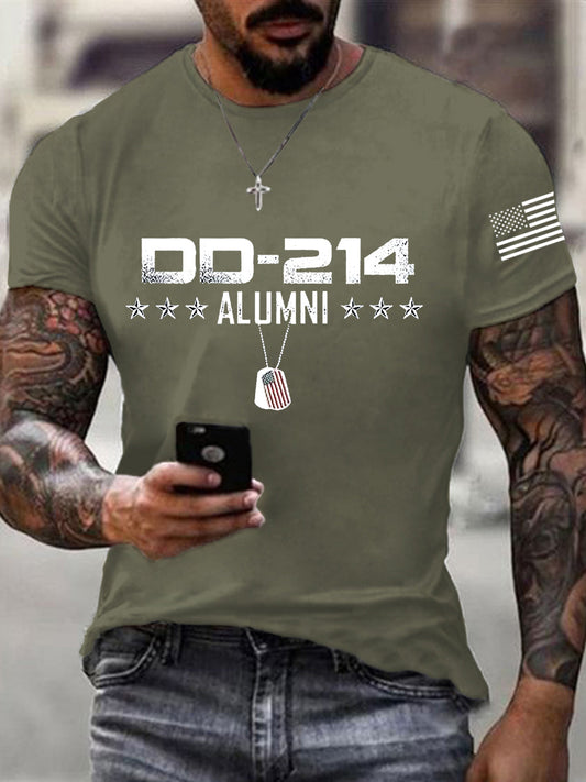 Men's Vintage DD-214 Alumni Veteran Print Casual Tee