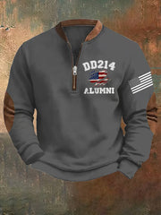 Men's Vintage DD-214 Alumni Veteran Print Casual Sweatshirt