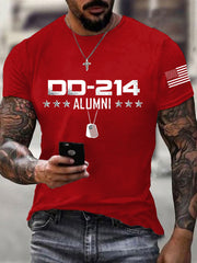 Men's Vintage DD-214 Alumni Veteran Print Casual Tee