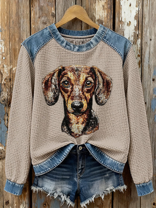 Women's Sausage Dog Waffle Sweatshirts gracestitchs