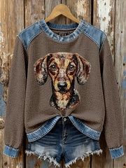 Women's Sausage Dog Waffle Sweatshirts gracestitchs