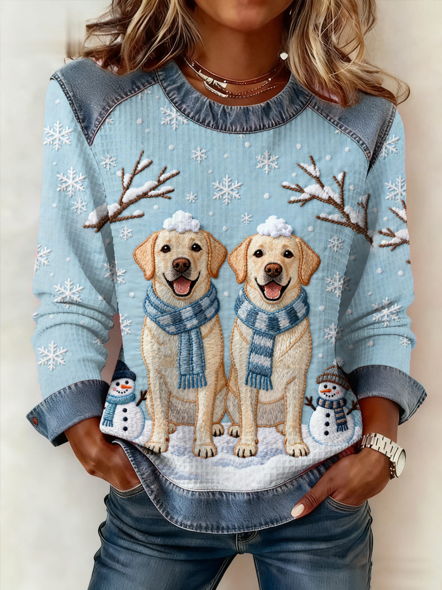 Women‘s Cute Winter Dogs Print Dog Lovers Casual Sweatshirt