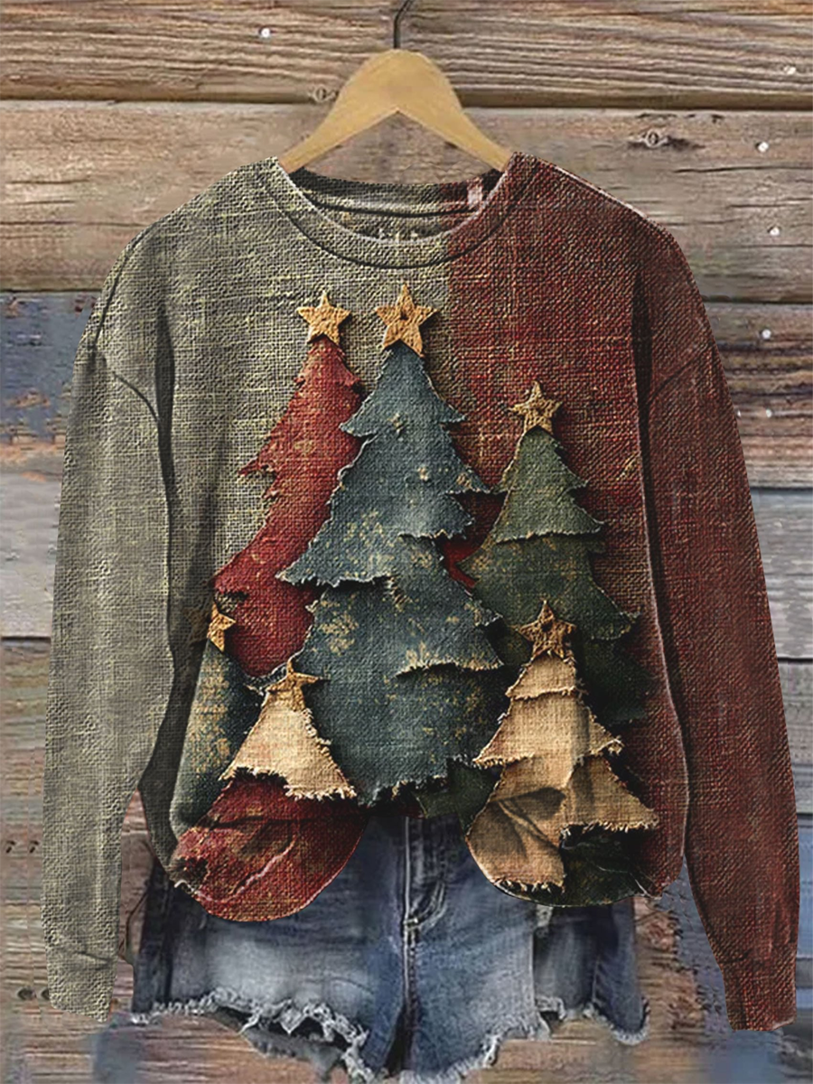 Women's Christmas tree print Regular Sweatshirt