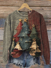 Women's Christmas tree print Regular Sweatshirt