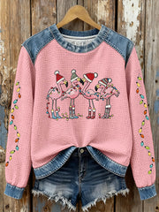 Women's Christmas Flamingo Print Casual Top