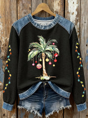 Women's Christmas Palm Tree Print Casual Top