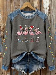 Women's Christmas Flamingo Print Casual Top