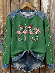 Women's Christmas Flamingo Print Casual Top