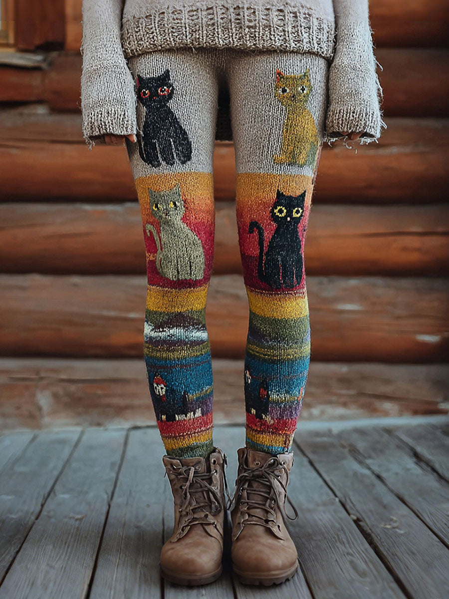 Women's Vintage Cats Print Leggings