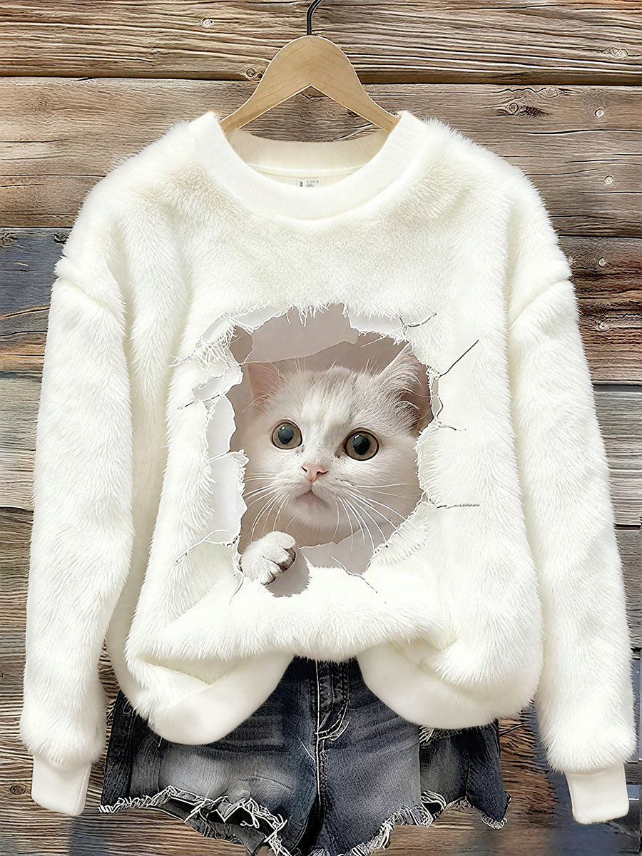 Women's Flannel Cat Sweatshirts