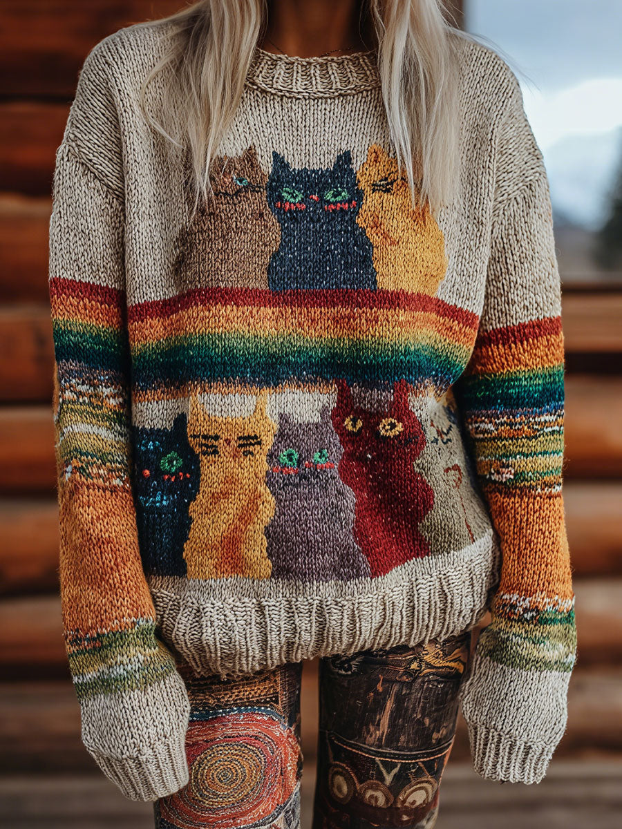 Women's Vintage Cats Print Tops