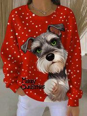 Women's Vintage Christmas Dog Printed Sweatshirt