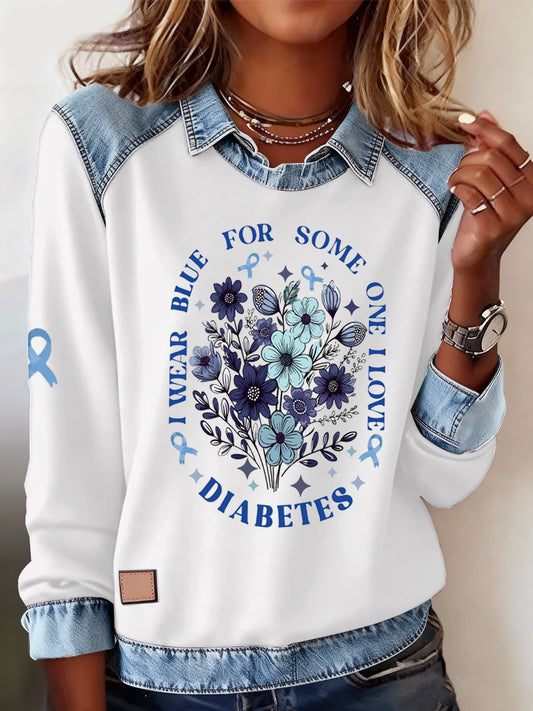 Women's Diabetes Awareness Print Casual Top