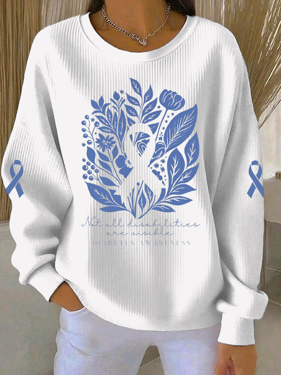 Women's Diabetes Awareness Print Casual Sweatshirt