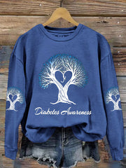 Women's Diabetes Awareness Print Crew Neck Sweatshirt