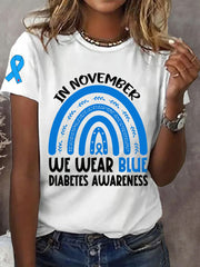 Women's In November We Wear Blue For Diabetes Awareness Warrior Tee