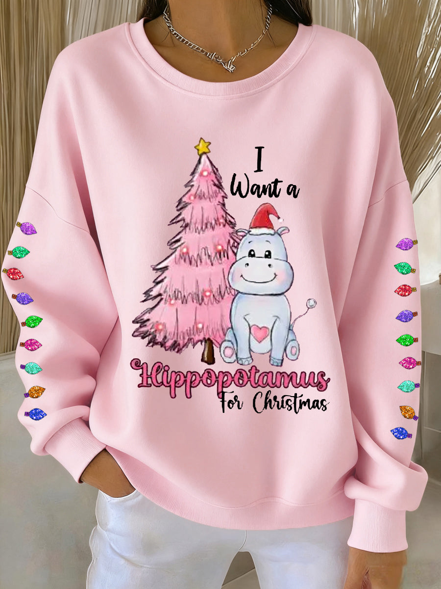 Women's I Want A Hippopotamus For Christmas Casual Sweatshirt
