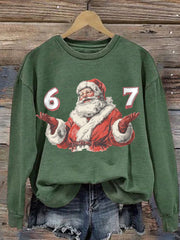 Women's Funny 67 Six Seven Meme Christmas Print Sweatshirt