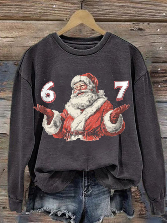 Women's Funny 67 Six Seven Meme Christmas Print Sweatshirt