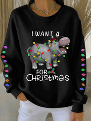 Women's Women's I Want A Hippopotamus For Christmas Casual Sweatshirt
