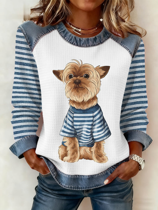 Women's Cute Winter Dog Print Dog Lovers Casual Sweatshirt