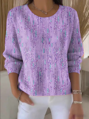 Women's Art Design Printed Knitted Long Sleeve Top