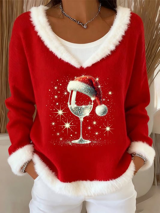 Women's Casual Christmas Fur Collar Top