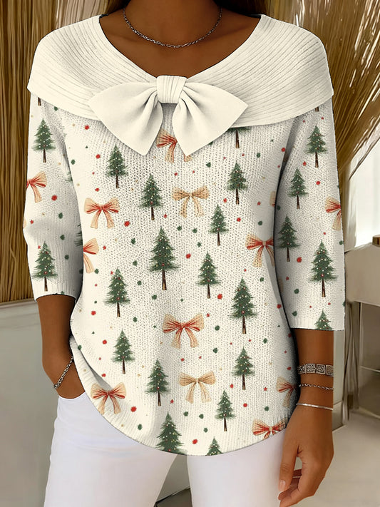 Women's Merry Christmas Print Ribbed top