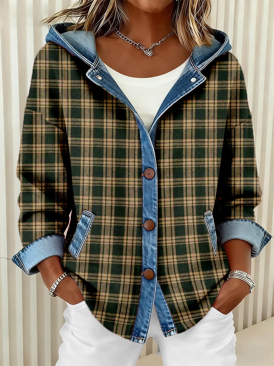 Women's Vintage Plaid Pattern Patchwork Art Cardigan