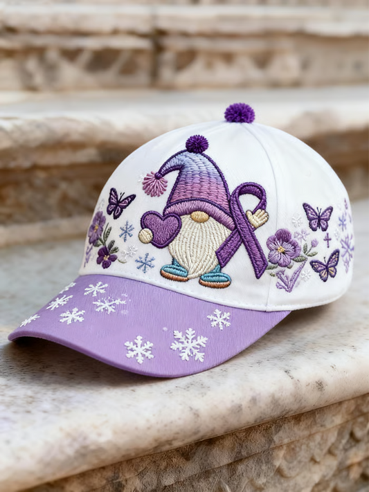 Unisex Retro Bohemian Flower and Gnome Print Casual Hat