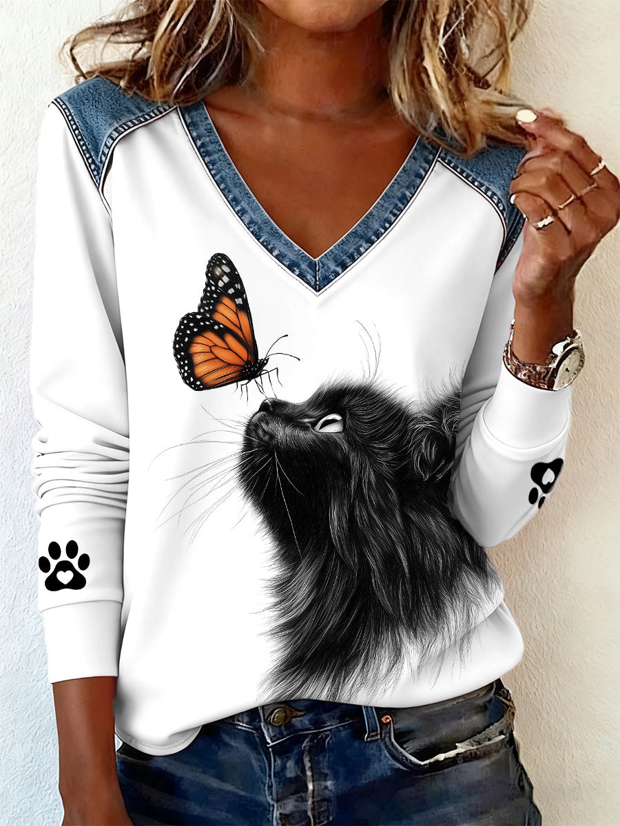Women's Cat Lover V-Neck T-Shirts