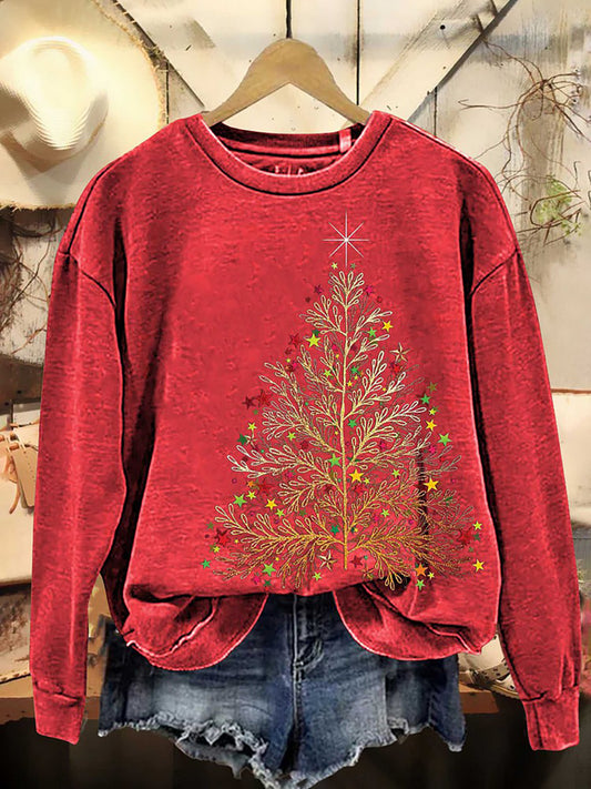 Women's Christmas Tree Art Printed Sweatshirt