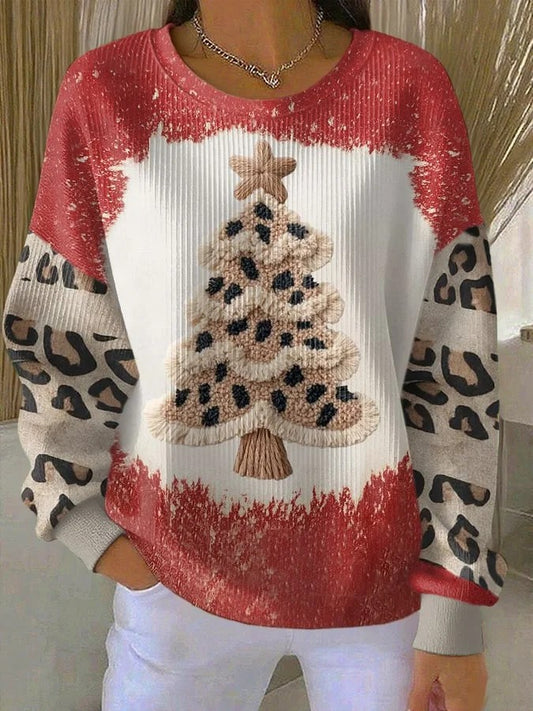 Women's Vintage Christmas Tree Printed Sweatshirt